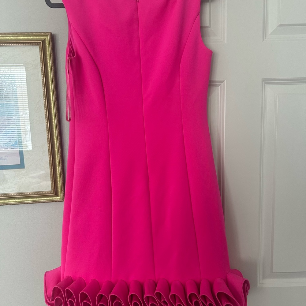 Vibrant Pink Ruffle Hem Dress